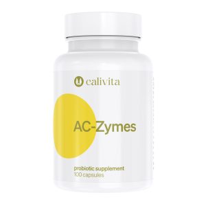 Calivita AC Zymes probiotički dodatak prehrani u bijeloj bočici od 100 kapsula s Lactobacillus acidophilus bakterijama za zdravlje crijeva