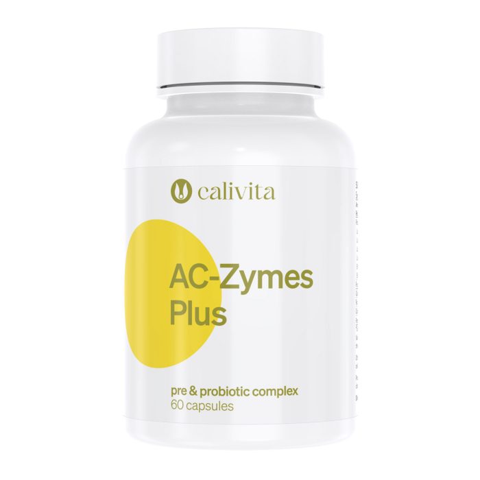 Calivita AC-Zymes Plus sinbiotički dodatak prehrani od 60 kapsula s 6 probiotičkih sojeva i prebiotikom inulinom za zdravu crijevnu mikrofloru