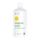 Calivita Organski Noni s organskim voćem tekući dodatak prehrani u bijeloj bočici od 946 ml sa žutim krugom i zelenim natpisom
