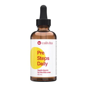 Calivita Pre Steps Daily tekući multivitamin u tamnoj bočici s kapaljkom od 60 ml za djecu do 3 godine s prirodnom aromom naranče