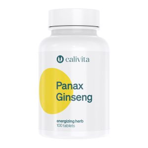 Calivita Panax Ginseng bijela boca s 100 tableta prirodnog energetika sa žutim dizajnom