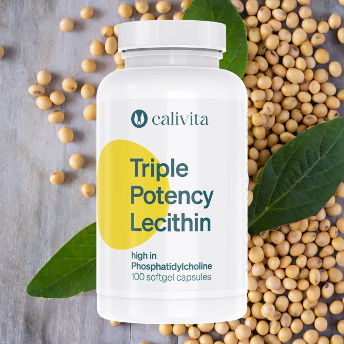 Calivita Triple Potency Lecithin, lecitin, fosfatidilkolin, softgel kapsule, soja, sojino zrno
