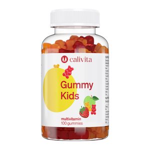 Bočica Calivita Gummy Kids multivitamina, koja sadrži 100 gumenih medvjedića za podršku imunitetu i zdravom razvoju djece