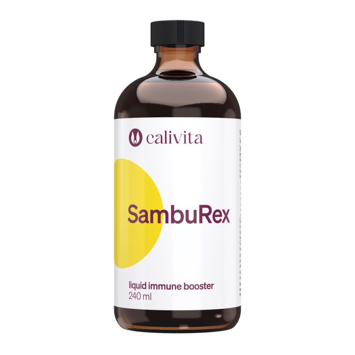 Calivita SambuRex 240 ml tekući dodatak za jačanje imuniteta s crnom bazgom i ehinaceom u smeđoj staklenoj bočici